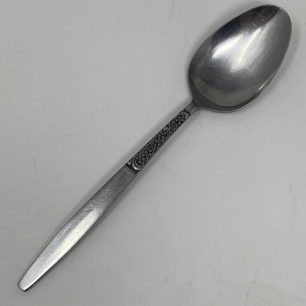 National Spoon Silver Donna Pattern Floral Stainless Japan